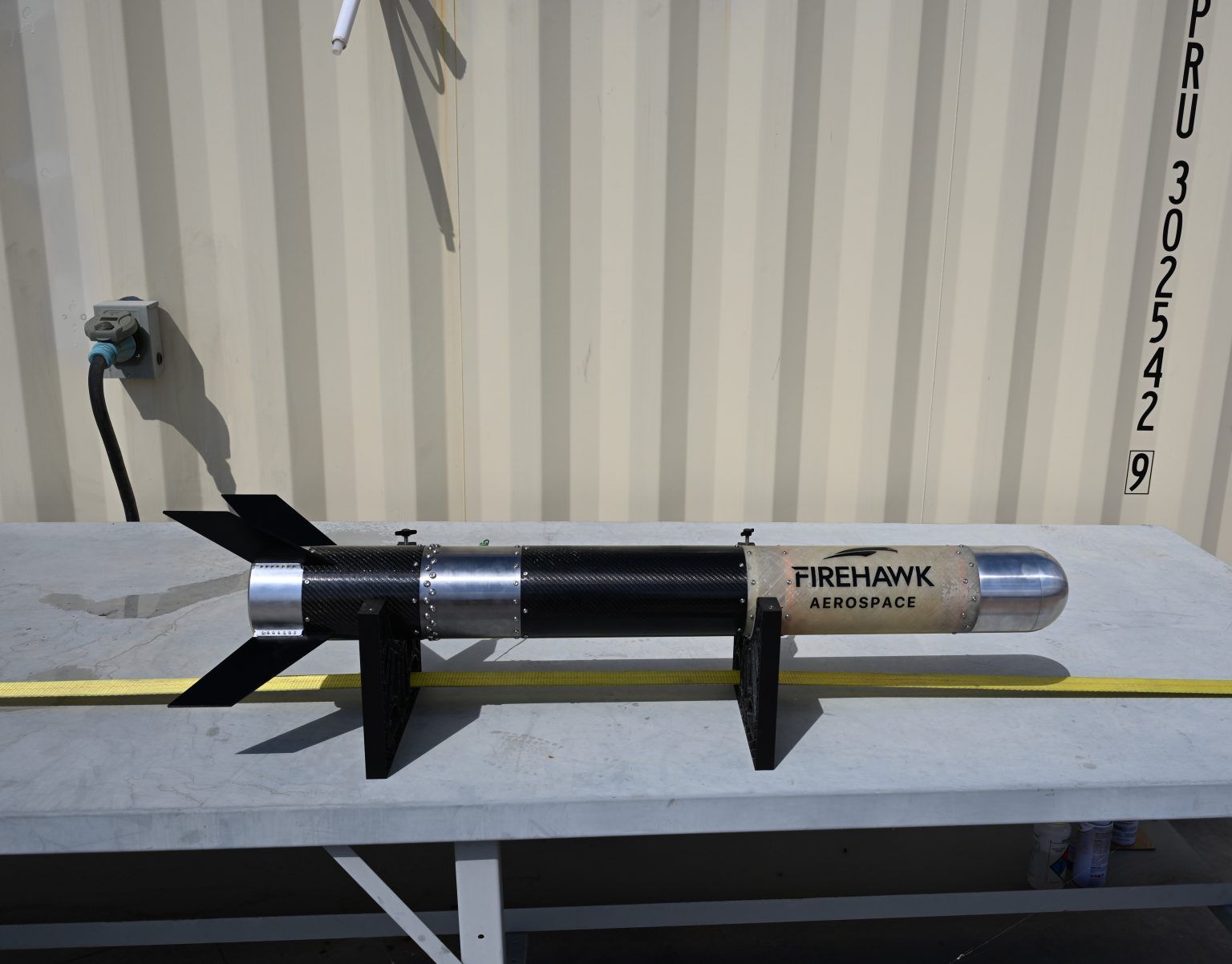The vehicle I worked on, on the prep table · Image: Firehawk Aerospace