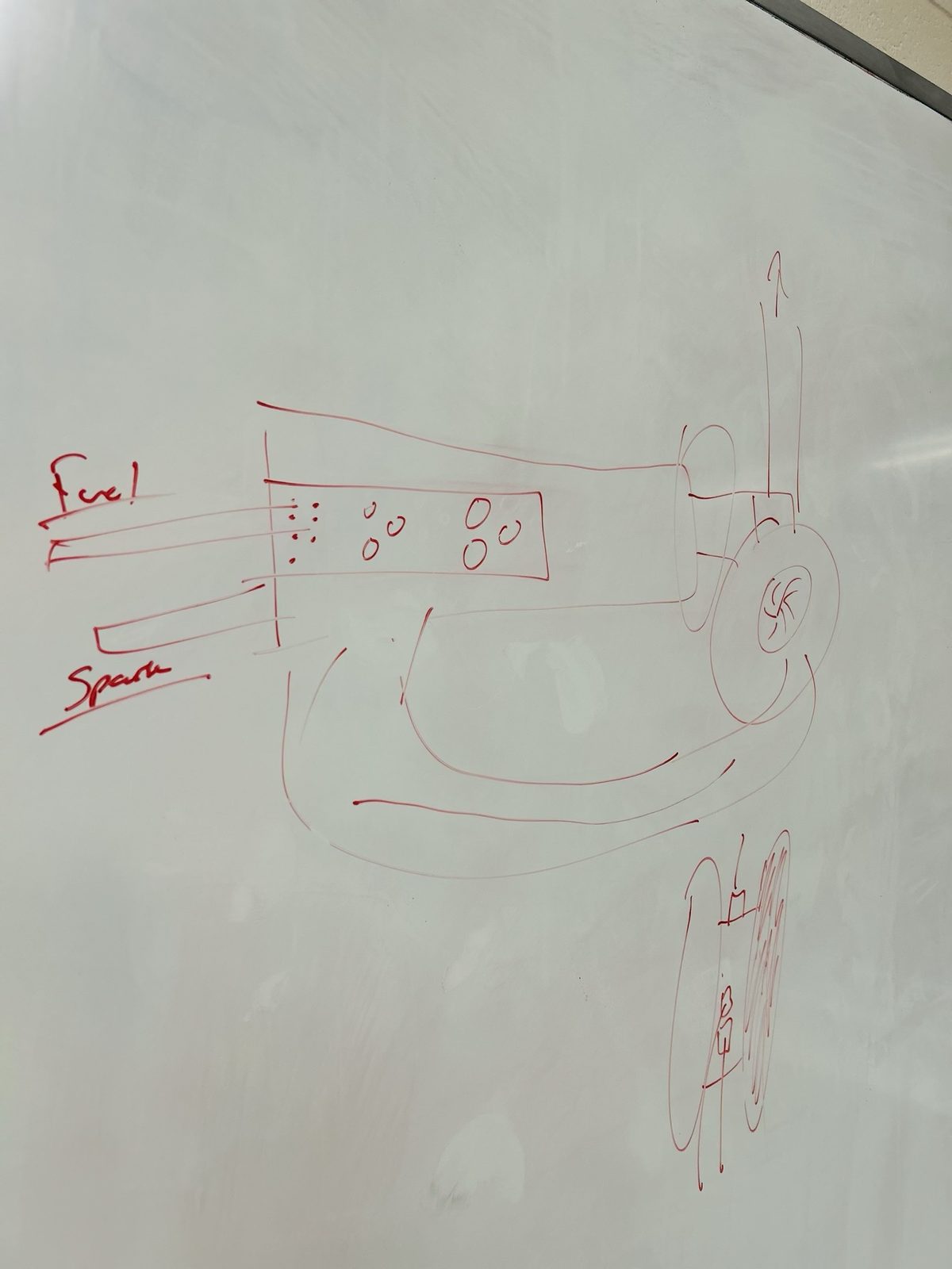 The whiteboard sketch of the engine layout